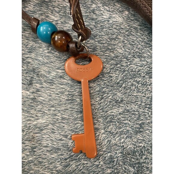 Canvas And Fabric Fossil Key Tote Shoulder Bag Purse - Picture 4 of 13